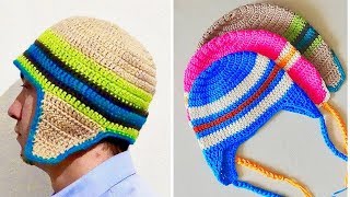 GORRO PARA ADULTO CON OREJERAS TEJIDO A CROCHET PASO A PASO [upl. by Terrill]