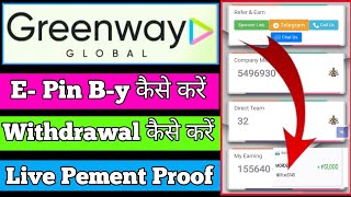 Greenway Global  E Pin By कैसे करें  Withdrawal कैसे करें  Live Payment Proof  Real or Fake [upl. by Attiuqaj]