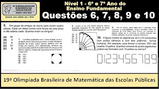 OBMEP 2024  Nível 1  Questões 6 a 10 [upl. by Ddal458]