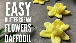 How To Pipe a Daffodil  Easy buttercream daffodil flower piping tutorial [upl. by Shuping249]