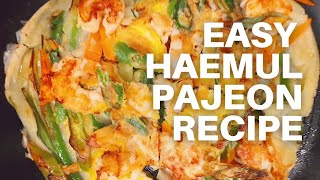 Easy Haemul Pajeon Recipe  Korean Seafood Pancake [upl. by Asiole]