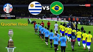 Uruguay vs Brazil  Copa America 2024 Quarter Final  Full Match All Goals  Realistic PES Gameplay [upl. by Norabal]