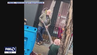 Man seen on video spraying homeless San Francisco woman with hose tells his side of story [upl. by Goodrich]