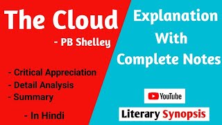 The Cloud 🌥 By PB Shelley  Summary With Notes  Poem [upl. by Anitnemelc]