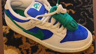 Nike SB Dunk Low Hyper Royal Malachite Skate Shoe Unboxing  sneakers [upl. by Naujid541]