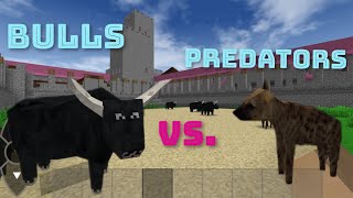 ARENA Bulls vs many predators in survivalcraft 2 [upl. by Mahalia125]