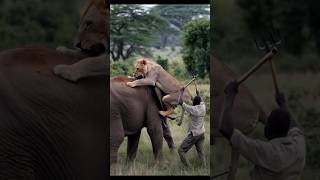 Lion vs elephant fight 🤬🔥 par 7 animals funny lion animalover wildlife shorts shortvideo [upl. by Kieger]