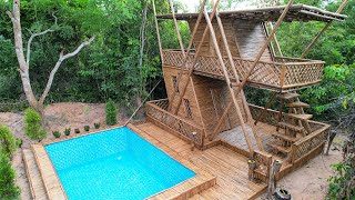 39 Day Complete Bamboo TwoStory House And Swimming PoolsFull Video [upl. by Leith]