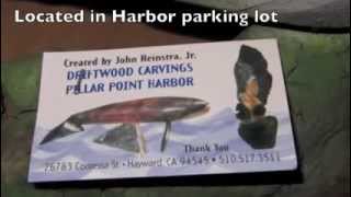 Driftwood Carvings by John Reinstra Jr in Half Moon Bay Harbor [upl. by Neehcas]