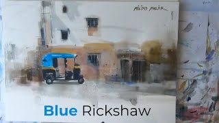 Blue Rickshaw  Demo by Milind Mulick  Watercolor Painting  Watercolor Drawing [upl. by Angie]