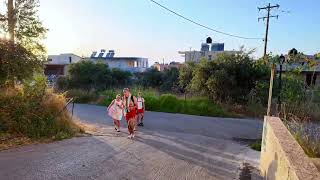 Agia Marina Crete  Captivating Sunset on the Hill  4KWALKTOURZ [upl. by Eisdnyl]