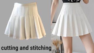 pleated skirt cutting and stitching  school uniform skirt  skirt banane ka tarika [upl. by Lashond980]