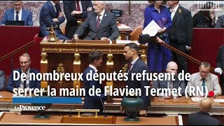 De nombreux députés refusent de serrer la main à Flavien Termet RN [upl. by Nolaf]