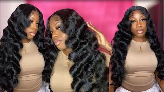 BEST WAVY WIG Outre HD Lace Wig quotDALILAH 34quot Detailed Step by Step install Tutorial  EBONYLINE [upl. by Vladimar457]