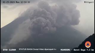 Pyroclastic flow at Merapi volcano Indonesia January 29 2024 [upl. by Notsniw]