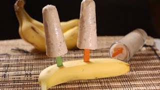 Paletas heladas de yogur con plátano y nuez  Yogurt and banana popsicles [upl. by Eadrahc]