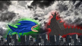 Godzilla VS Shin Sonic Tapes  Animation Drawing Cartoon 2 [upl. by Zoellick]