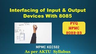 Interfacing of Input and output Devices with 8085  MPMC  Input  Output interfacing  PYQ  2223 [upl. by Malachi]