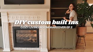 DIY custom built ins  COZY living room makeover EP 2 [upl. by Eiraminot]