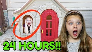 24 HOURS OVERNIGHT In Step2 Playhouse ALONE 24 Hour Challenge For Kids [upl. by Alleinad]