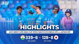 India U19 vs Japan U19  ACC Mens U19 Asia Cup  Match 8 [upl. by Einatirb371]