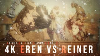 Eren vs Reiner  Attack on Titan Season 4 Part 2 Episode 1 FULL FIGHT  English Sub 4k [upl. by Elinnet]