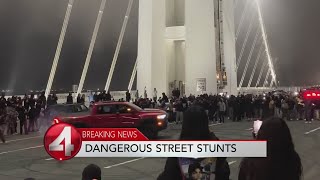 Truck strikes bystander in Bay Bridge sideshow [upl. by Eelarak]