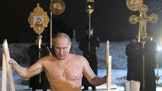 Russian president Vladimir Putin braves subzero lake to mark Orthodox Epiphany [upl. by Nosecyrb]