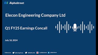 Elecon Engineering Company Ltd Q1 FY202425 Earnings Conference Call [upl. by Neelyak]