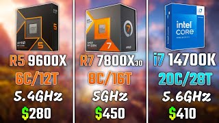 RYZEN 5 9600X vs RYZEN 7 7800X3D vs INTEL i714700K  Test in 6 Games [upl. by Quirita]