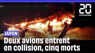 Japon  Cinq morts après la collision entre deux avions à laéroport de Tokyo [upl. by Heimer278]