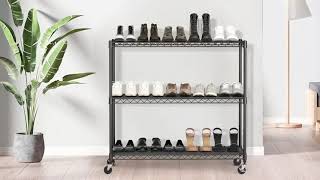 Heavy Duty Wire Storage Rack with Wheels as Well as Feet [upl. by Anirahs]