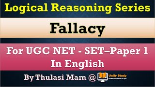 Fallacy in Logical Reasoning UGC Net Paper 1 Series  Day 2  UGC NET Paper 1 in English [upl. by Anoed]