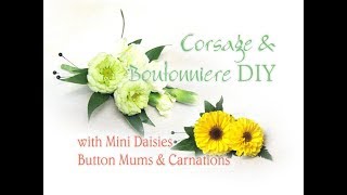 Boutonniere  Corsage DIY with Button Mum Daisies  Mini Carnations [upl. by Alfreda247]