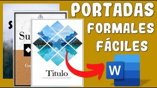 COMO HACER PORTADAS FORMALES EN WORD📑 CARATULAS FORMALES EN WORD✅ FACILES DE HACER🚀LISTA EN MINUTO [upl. by Silvester]