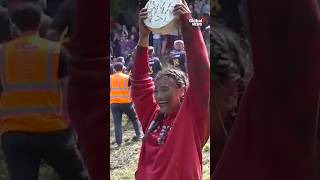 🧀 CheeseRolling race Competitors chase a wheel of cheese down extremely steep hill [upl. by Annibo]