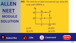 The work done by an ideal monoatomic gas along the cyclic path LMNOL is iitjee neet bestsolutions [upl. by Prader169]