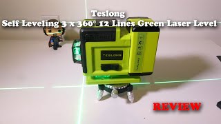 Teslong Self Leveling 3 x 360° 12 Lines Green Laser Level REVIEW [upl. by Tiffanie435]