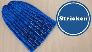 Beanie stricken und besticken  DIY  stricken für Anfänger [upl. by Svend]