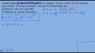 Distribución binomial 05 ejercicio 2 [upl. by Assillim]