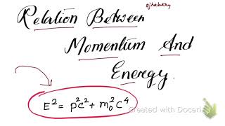 Relation Between relativistic momentum and energy [upl. by Irek]