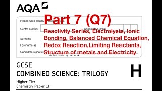 AQA GCSE Combined Science Higher Chemistry Paper 1H June 2022 Part 7 Q7 [upl. by Itra]