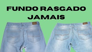 COMO CONSERTAR FUNDO DE CALÇA JEANS RASGADO [upl. by Aralomo]