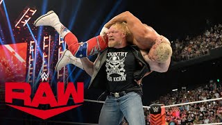 Cody Rhodes and Brock Lesnar engage in a wild brawl Raw highlights July 3 2023 [upl. by Etnelav]