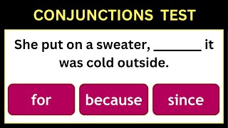 English Grammar Quiz on Conjunctions  Conjunction Test  English Quiz [upl. by Hinkle]