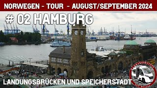 Hamburg  zweiter Stopp auf der Norwegentour  Landungsbrücken und Speicherstadt  die Route [upl. by Drazze]