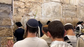 Jewish prayer at the Western Wall in Jerusalem in Sukkot Israel 2024 [upl. by Aarika]