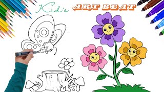 quotDont Miss Out on Our Colorful Drawing Tutorial for Kids Sunflowers and Butterfliesquot [upl. by Odlaw]