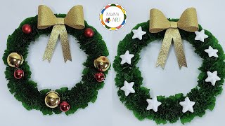 Jak zrobić Śliczny puszysty wianek z bibuły 🎄 🌲 DIY CHRISTMAS 🌲 Piękna i Tania Dekoracja 🎄 [upl. by Marlie]