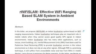 rWiFiSLAM Effective WiFi Ranging Based SLAM System in Ambient Environments [upl. by Drugi]